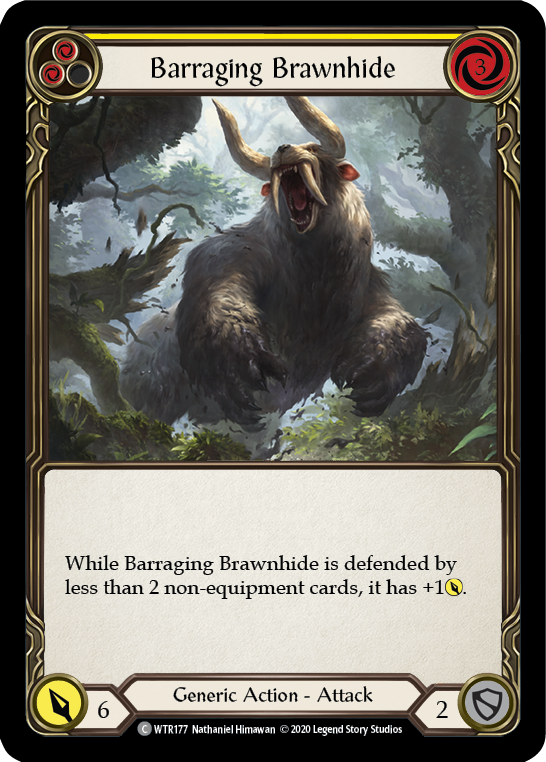 Barraging Brawnhide (Yellow) [U-WTR177] Unlimited Rainbow Foil
